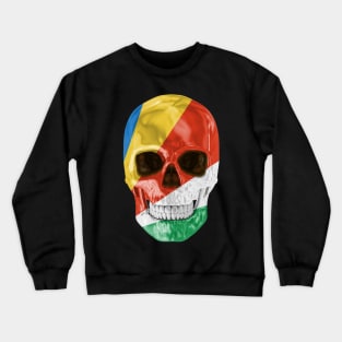 Seychelles Flag Skull - Gift for Seychellois With Roots From Seychelles Crewneck Sweatshirt